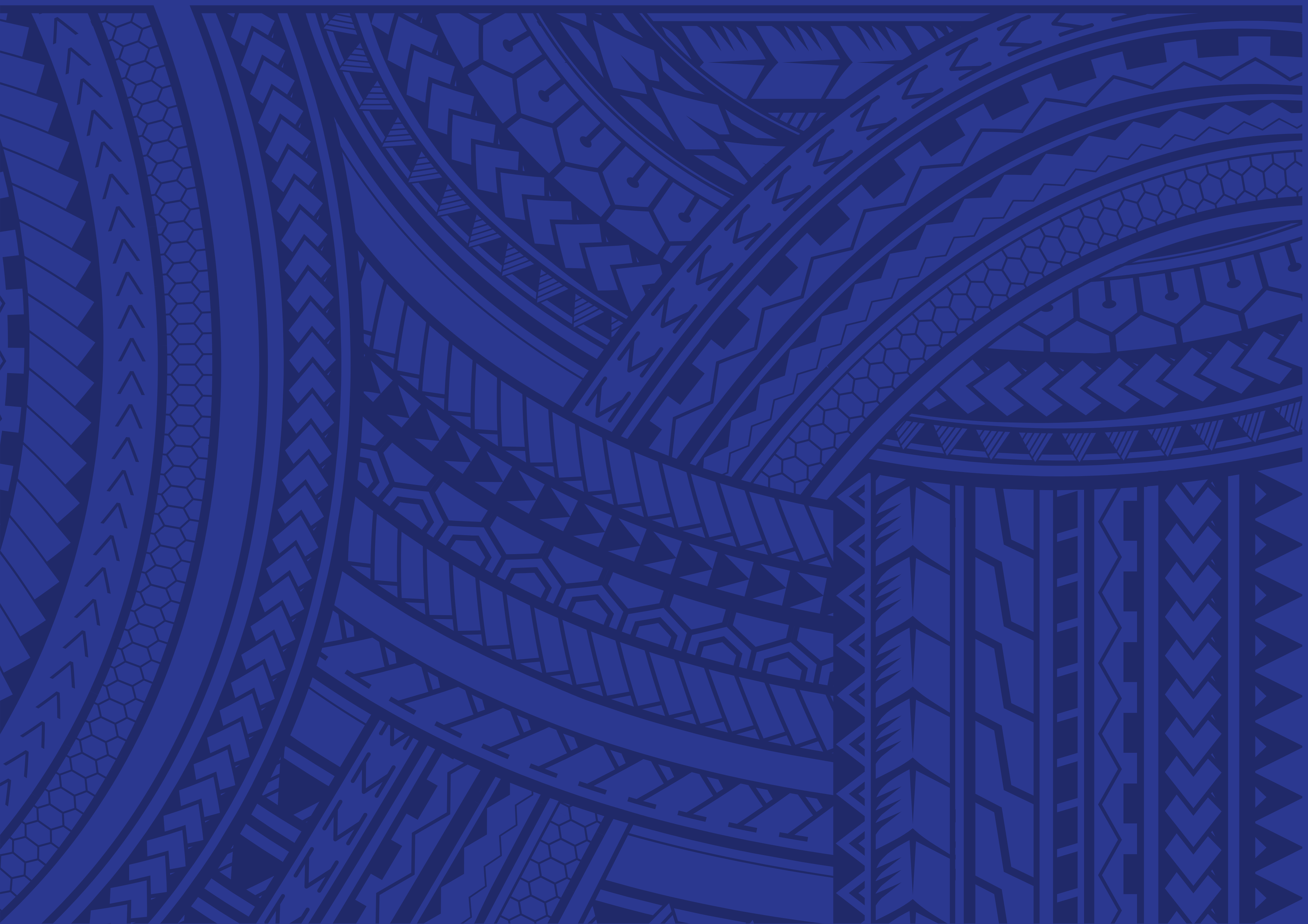 Traditional Samoan pattern or motif (elei) in navy blue on a lighter blue background.