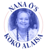 Nana Ō's Koko Alaisa logo featuring a photography sketch of Nana Ō in blue, with the business name framed around her in a circle.