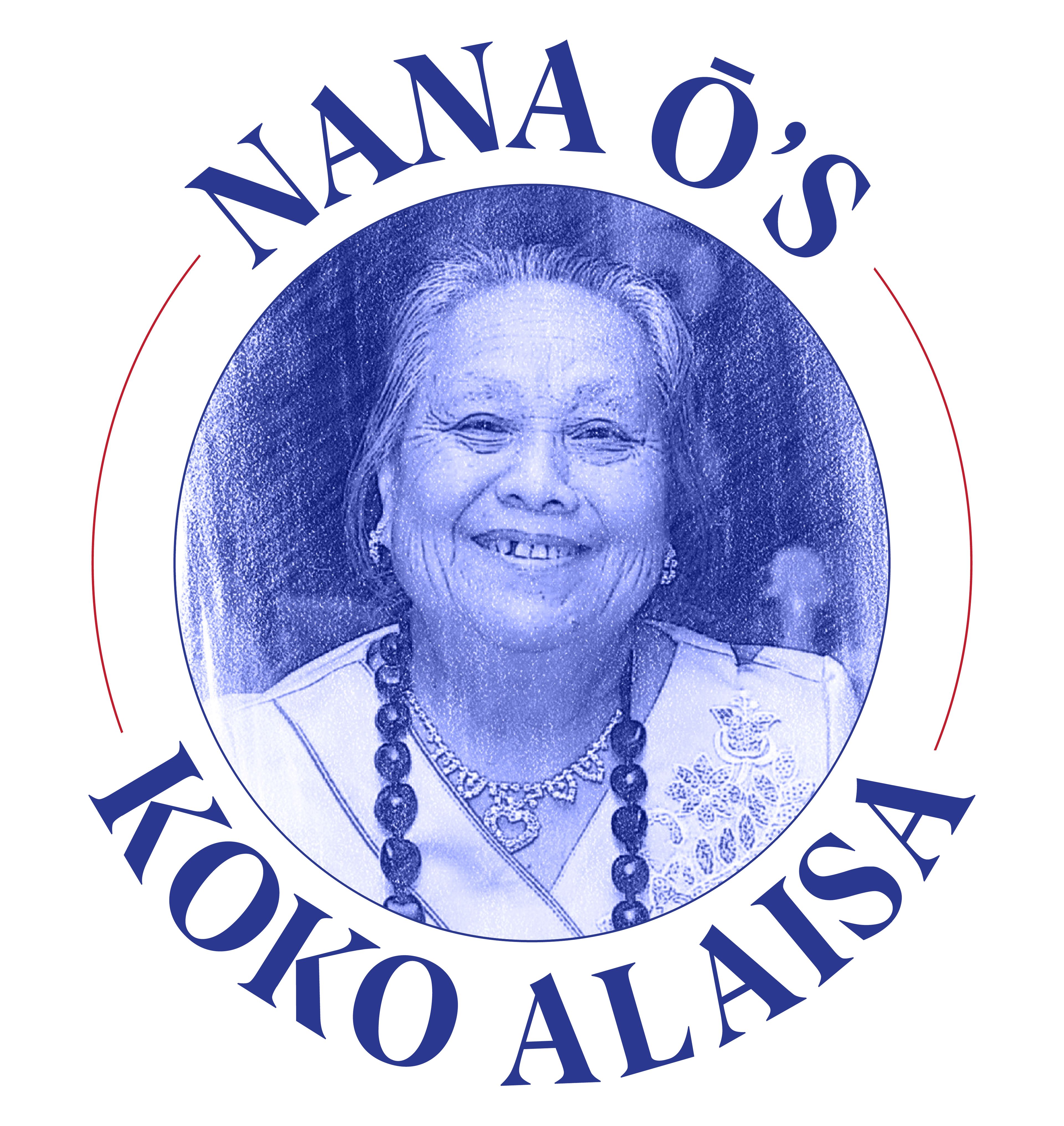 Nana Ō's Koko Alaisa logo featuring a photography sketch of Nana Ō in blue, with the business name framed around her in a circle.